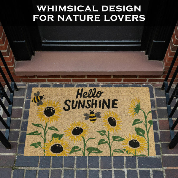 Hello Sunshine Sunflower Welcome Mat 30x17 Inch