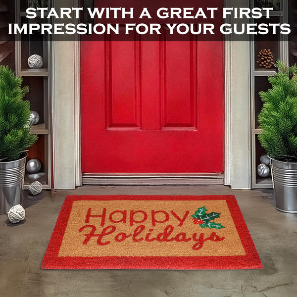 MAINEVENT Happy Holidays Door Mat Outdoor 30x17 Inch, Happy Holidays Doormat, Happy Holidays Outdoor Mat, Happy Holidays Welcome Mat, Holiday Mat