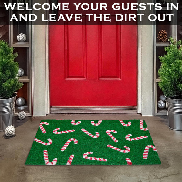 MAINEVENT Candy Cane Door Mat 30x17 Inch, Candy Cane Doormat, Candy Cane Christmas Rug, Christmas Door Mat Outdoor Christmas Mat for Front Door