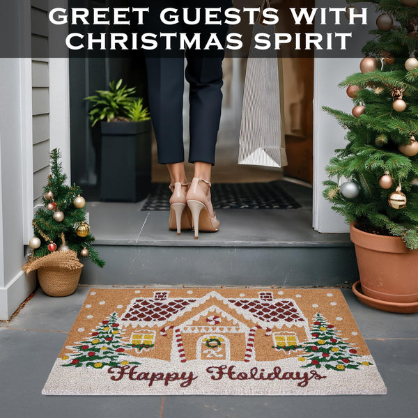 MAINEVENT Gingerbread House Door Mat 30x17 Inch, Gingerbread House Doormat, Gingerbread Doormat, Gingerbread House Door Mat, Outdoor Christmas