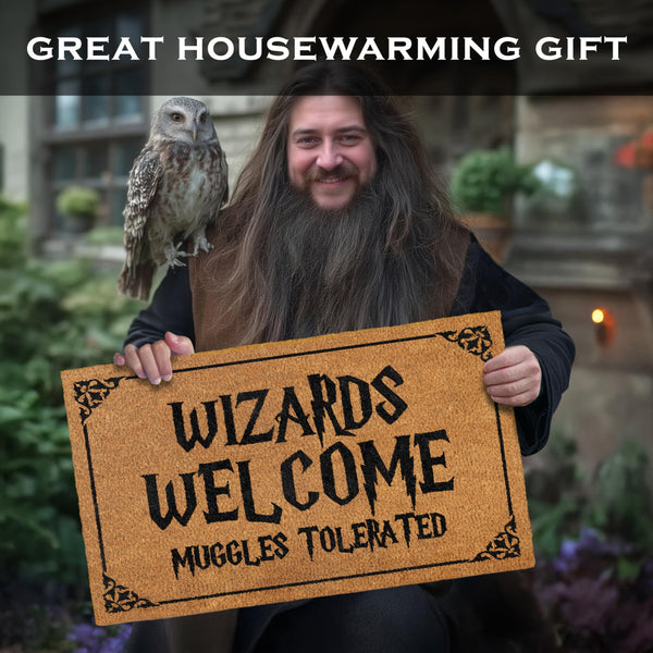 Wizards Welcome People Tolerated Door Mat 30x17 Inch, Nerd Welcome Mat Coir