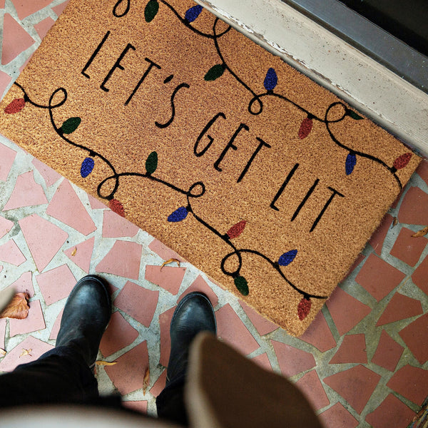 Let's Get Lit Funny Christmas Door Mat 30x17 Inch