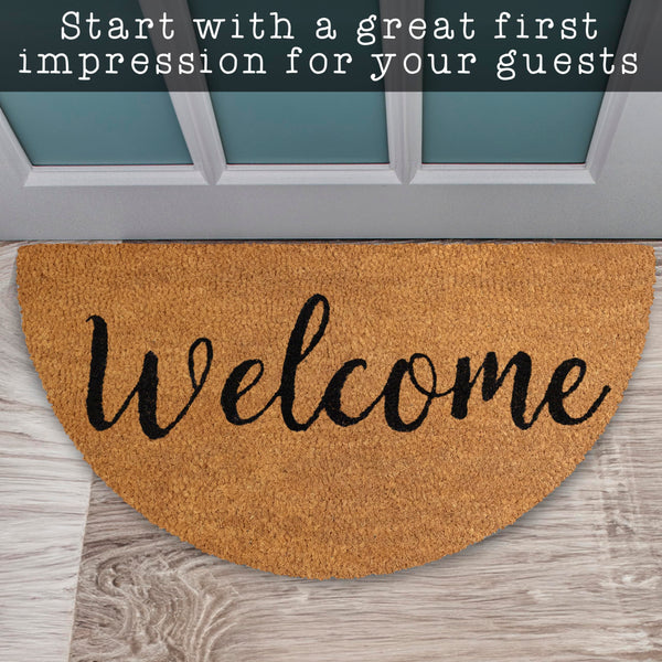 Welcome Half Circle Door Mat Outdoor 30x17 Inch