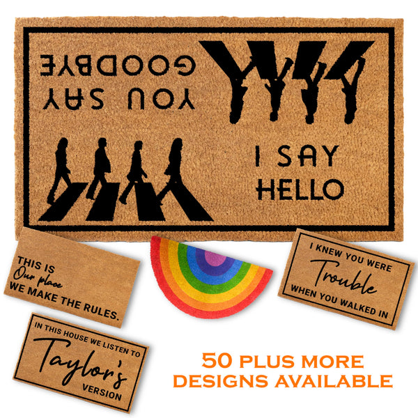 MAINEVENT I Say Hello You Say Goodbye Door Mat 30x17 Inch, Hello Goodbye Doormat, Door Mat You Say Goodbye, Musical Doormat, Music Doormat