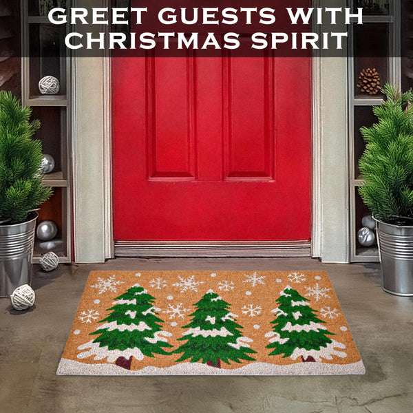 MAINEVENT Christmas Tree Door Mat 30x17 Inch, Christmas Coir Doormat, Christmas Tree Doormat, Christmas Coir Mat Outdoor Christmas Doormat Coir