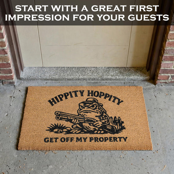 Hippity Hoppity Get Off My Property Door Mat 30x17 Inch