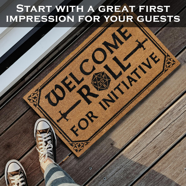 MAINEVENT Roll for Initiative Door Mat 30x17 Inch, Roll for Initiative Doormat, Dnd Doormat, Dnd Welcome Mat, Dungeons Doormat, Dnd Home