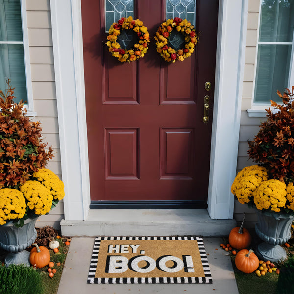 MAINEVENT Hey Boo Door Mat 30x17 Inch, Hey Boo Doormat Outdoor, Hey Boo Halloween Decor, Boo Mat, Halloween Doormat, Halloween Door Mat