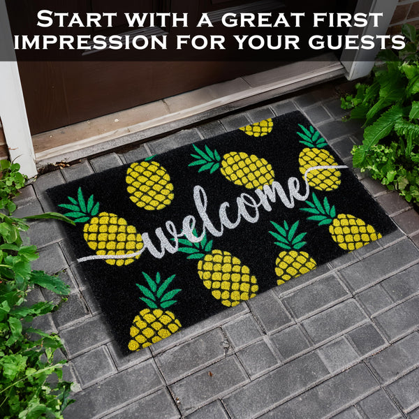 MAINEVENT Pineapple Doormat 30x17 Inch, Summer Coir Door Mat Rug, Tropical-themed Doormats