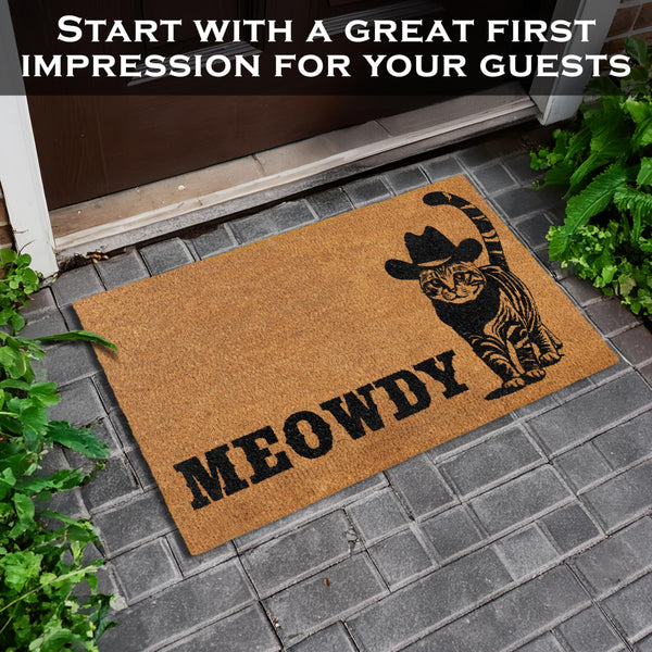 MAINEVENT Meowdy Coir Doormat 30x17 Inch, Cat-lover Cat-themed Doormats