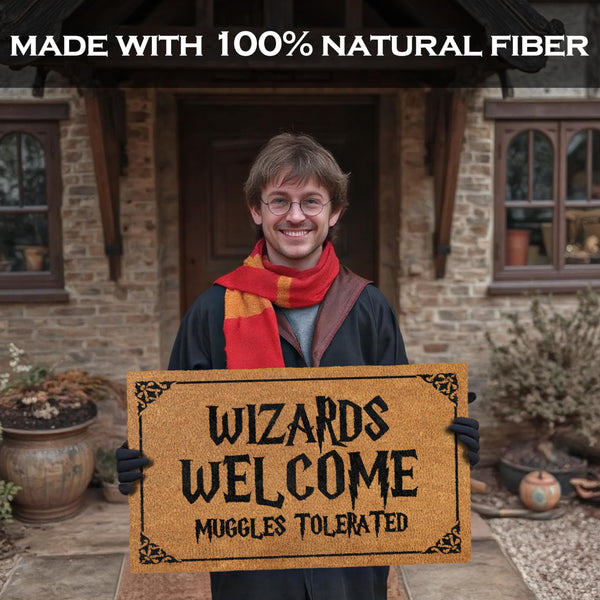 MAINEVENT Wizards Welcome Muggles Tolerated Potter Door Mat 30x17 Inch, Potter Doormat, Potter Welcome Mat, Potter Outdoor Decor, Funny Nerd