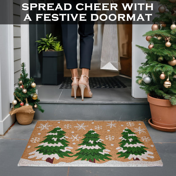 MAINEVENT Christmas Tree Door Mat 30x17 Inch, Christmas Coir Doormat, Christmas Tree Doormat, Christmas Coir Mat Outdoor Christmas Doormat Coir