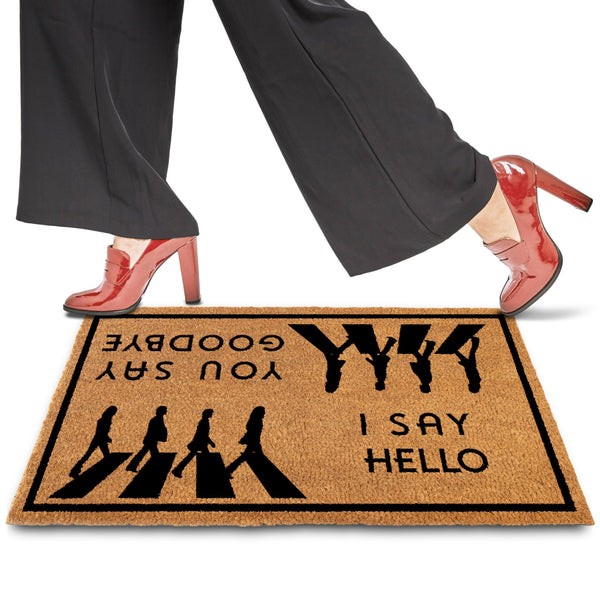 MAINEVENT I Say Hello You Say Goodbye Door Mat 30x17 Inch, Hello Goodbye Doormat, Door Mat You Say Goodbye, Musical Doormat, Music Doormat