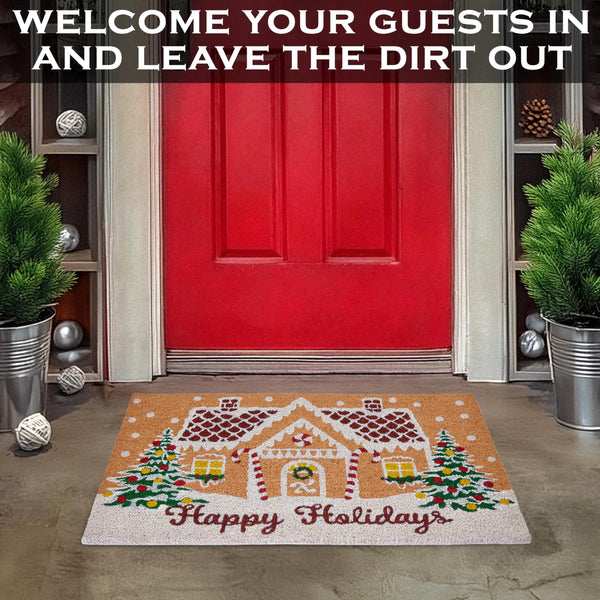 MAINEVENT Gingerbread House Door Mat 30x17 Inch, Gingerbread House Doormat, Gingerbread Doormat, Gingerbread House Door Mat, Outdoor Christmas