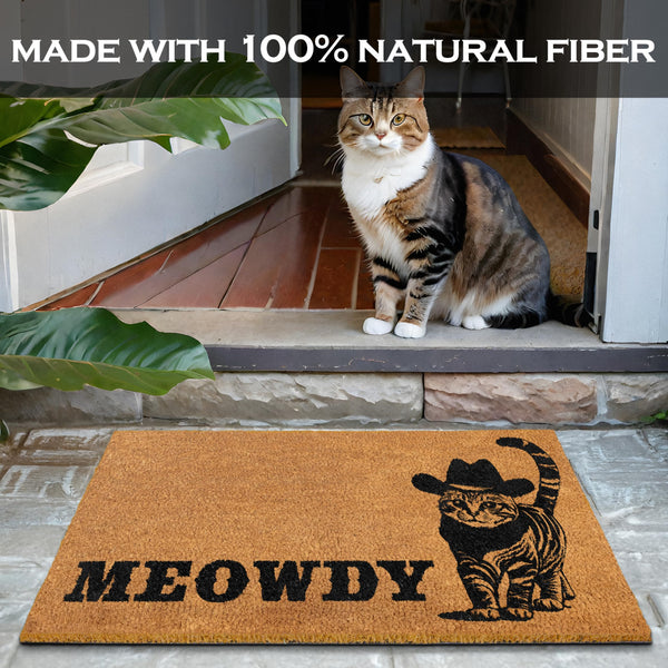 MAINEVENT Meowdy Coir Doormat 30x17 Inch, Cat-lover Cat-themed Doormats