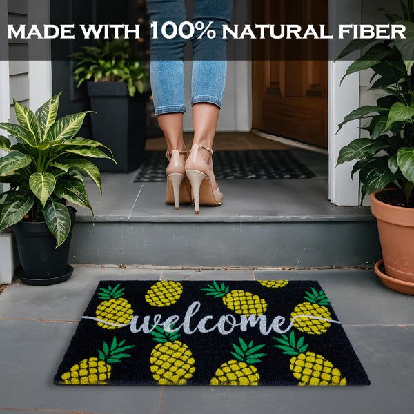 MAINEVENT Pineapple Doormat 30x17 Inch, Summer Coir Door Mat Rug, Tropical-themed Doormats