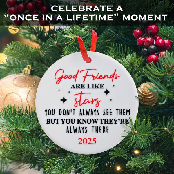 Decorative Christmas ornament with a quote on a tree background