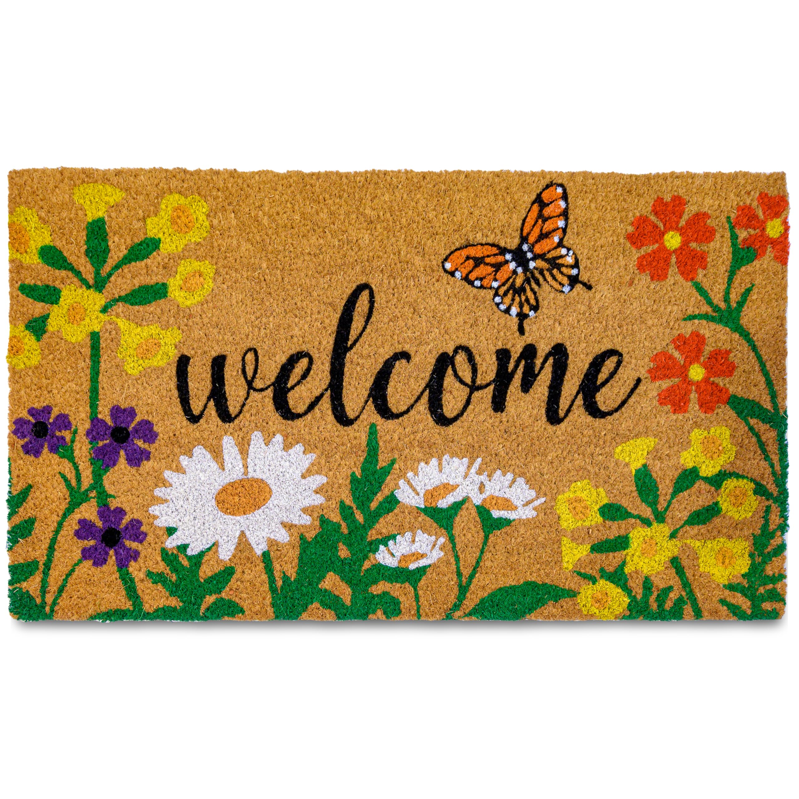 MAINEVENT Floral Welcome Coir Doormats Outdoor Mats