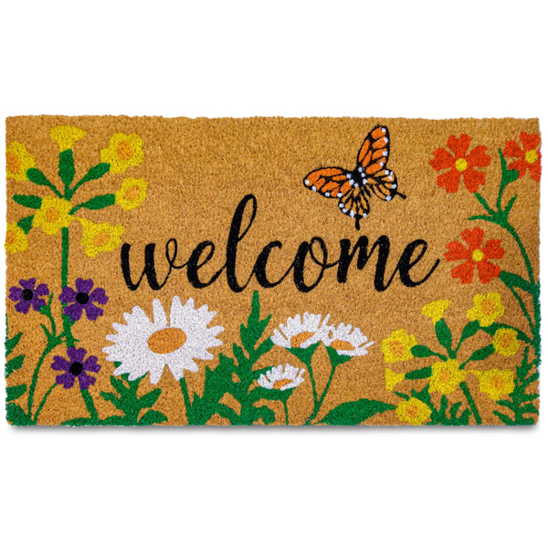 MAINEVENT Floral Welcome Coir Doormats Outdoor Mats