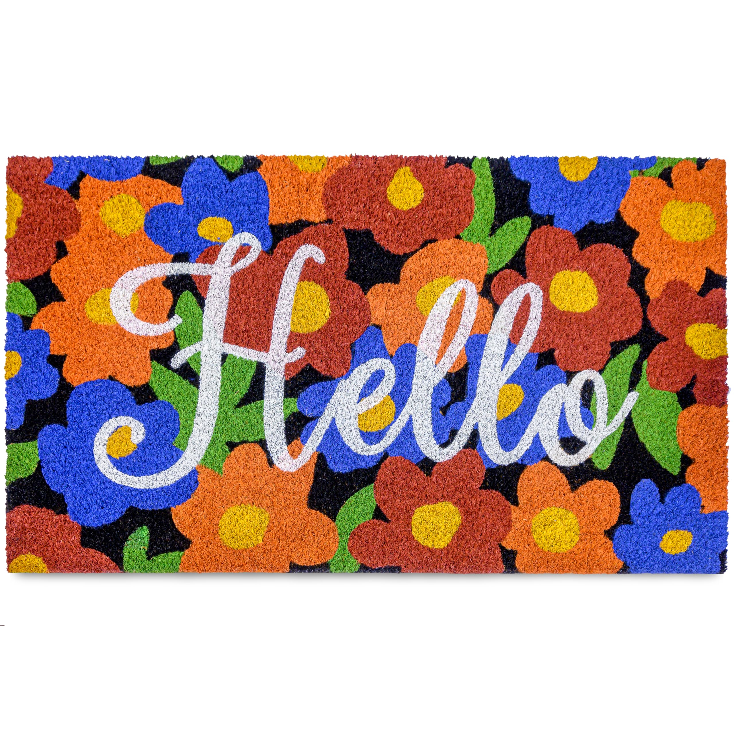 MAINEVENT Floral Welcome Coir Doormats Outdoor Mats 