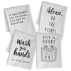 18x24" Funny Kitchen Towel Set of 4, Cotton Tea Towel