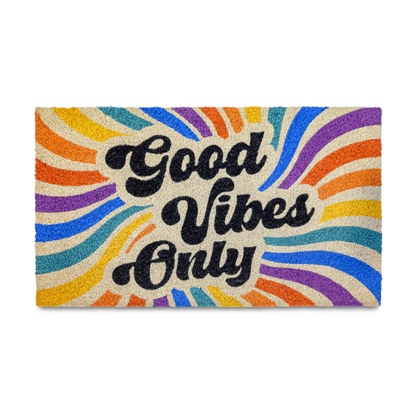 MAINEVENT Good Vibes Only Retro Coir Outdooor Mat 
