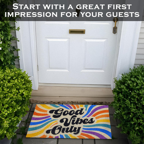 MAINEVENT Good Vibes Only Retro Coir Outdooor Mat 