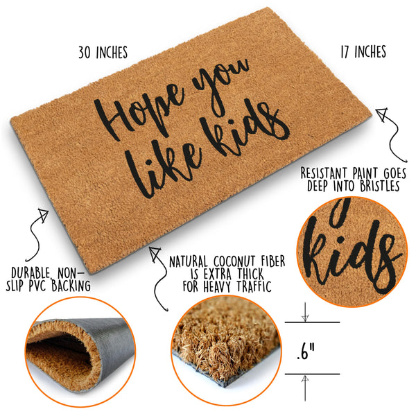 MAINEVENT Hope You Like Kids Coir Outdoor Mat 