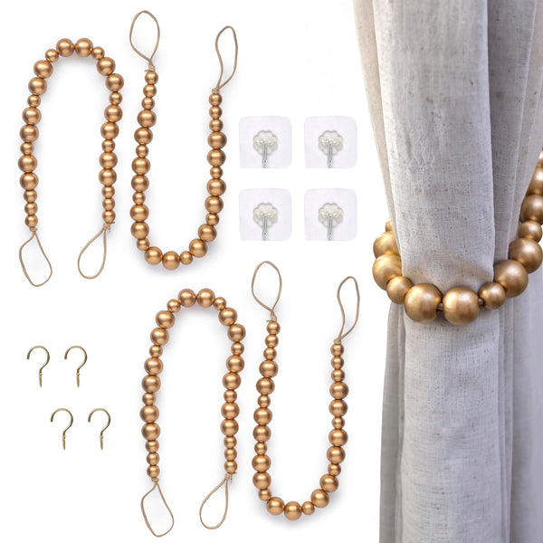 MAINEVENT wood bead curtain tieback 