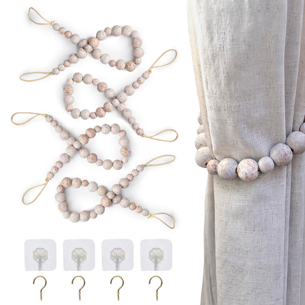 MAINEVENT wood bead curtain tieback 