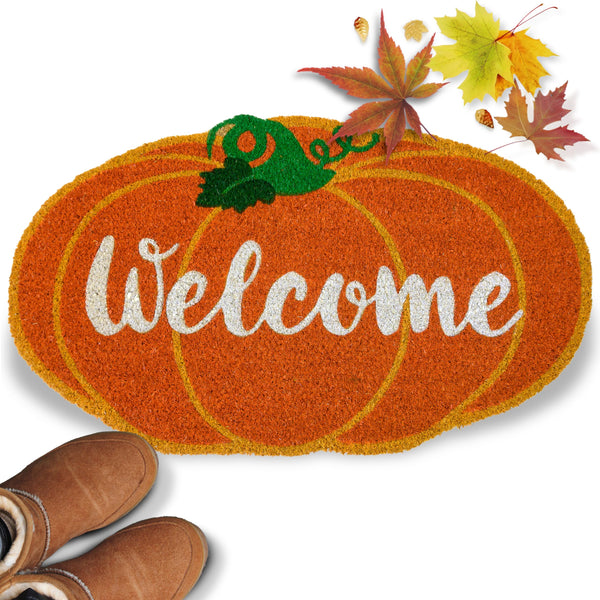 MAINEVENT Halloween Pumpkin-themed Coir Door Mat 30x17 Inch, Pumpkin Mat Outdoor, Pumpkin Rug Outdoor, Pumpkin Doormat Outdoor, Pumpkin Welcome Mat