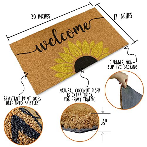 Sunflower Welcome Summer Coir Door Mat 