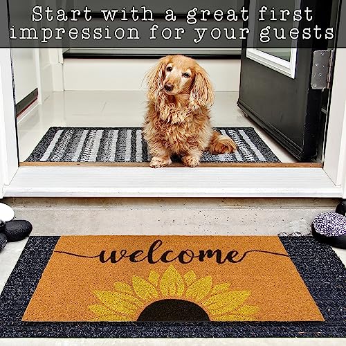 Sunflower Welcome Summer Coir Door Mat 