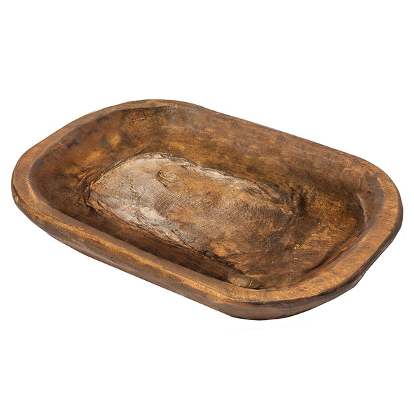 Wooden Decorative Dough Bowl (Heart or Elongated) (White or Brown)