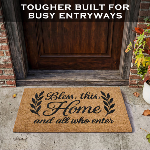 Bless This Home and All Who Enter Doormat 30x17 Inch