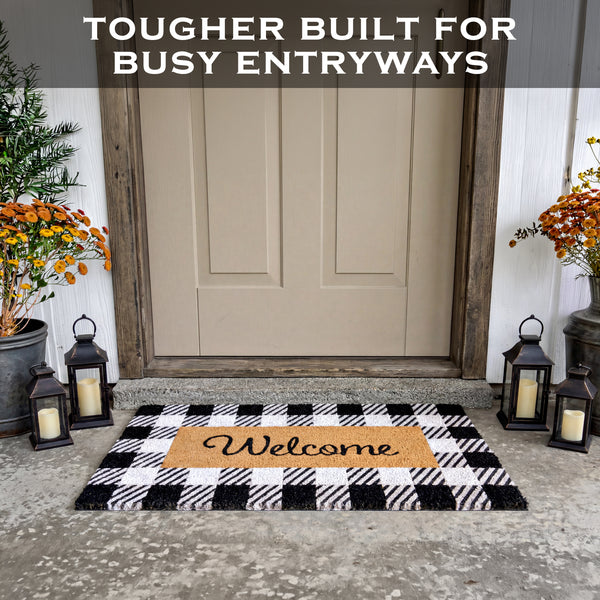 Black and White Checked Outdoor Rug 30x17 Inch