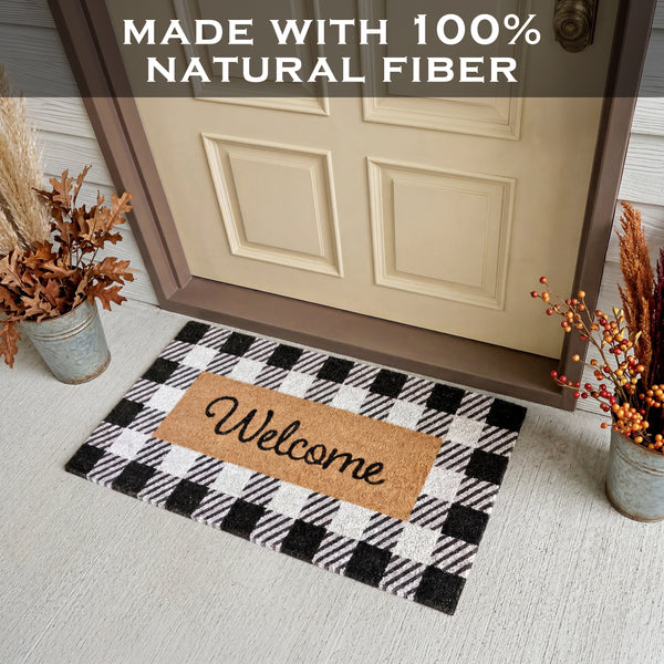 Black and White Checked Outdoor Rug 30x17 Inch