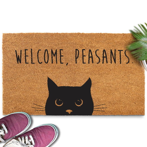 "Welcome, Peasants" Funny Cat Lovers Coir Doormat
