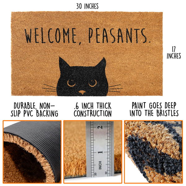 Welcome Peasants Cat Doormat 30x17