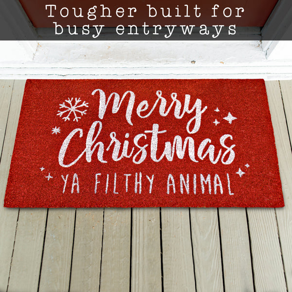 MAINEVENT Merry Christmas Filthy Animal Doormat 30x17 Inch, Home Alone Door Mat, Merry Christmas You Filthy Animal Door Mat Outdoor, Christmas Mat for Front Door, Ya Filthy Animal Christmas Outdoor Mat