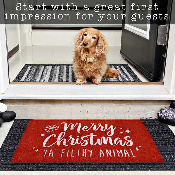 MAINEVENT Merry Christmas Filthy Animal Doormat 30x17 Inch, Home Alone Door Mat, Merry Christmas You Filthy Animal Door Mat Outdoor, Christmas Mat for Front Door, Ya Filthy Animal Christmas Outdoor Mat