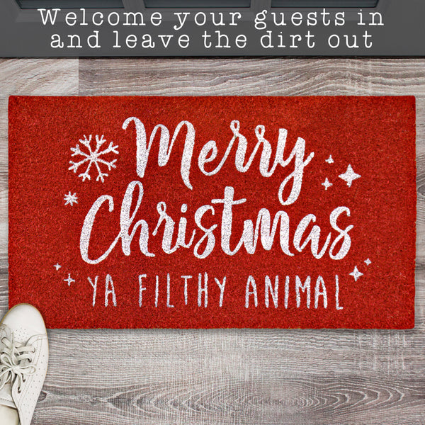 MAINEVENT Merry Christmas Filthy Animal Doormat 30x17 Inch, Home Alone Door Mat, Merry Christmas You Filthy Animal Door Mat Outdoor, Christmas Mat for Front Door, Ya Filthy Animal Christmas Outdoor Mat