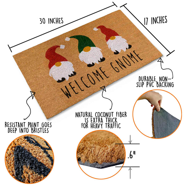 mats, welcome mats, winter, gnome, christmas, xmas themed mats, holiday, thanksgiving