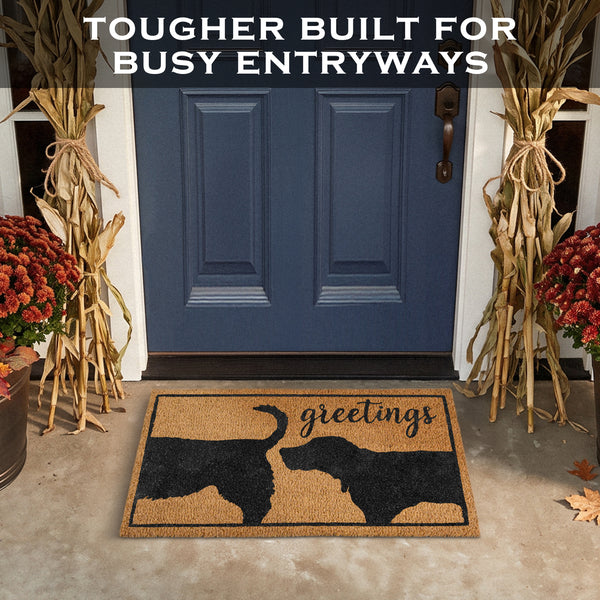 Funny Dog Greetings Welcome Mat for Front Door 30x17 Inch