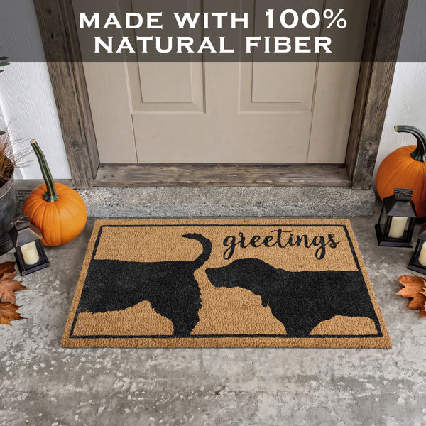 Funny Dog Greetings Welcome Mat for Front Door 30x17 Inch