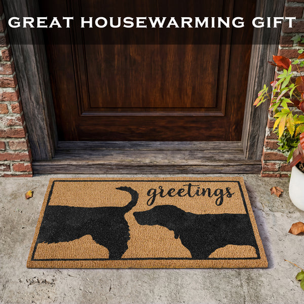 Funny Dog Greetings Welcome Mat for Front Door 30x17 Inch