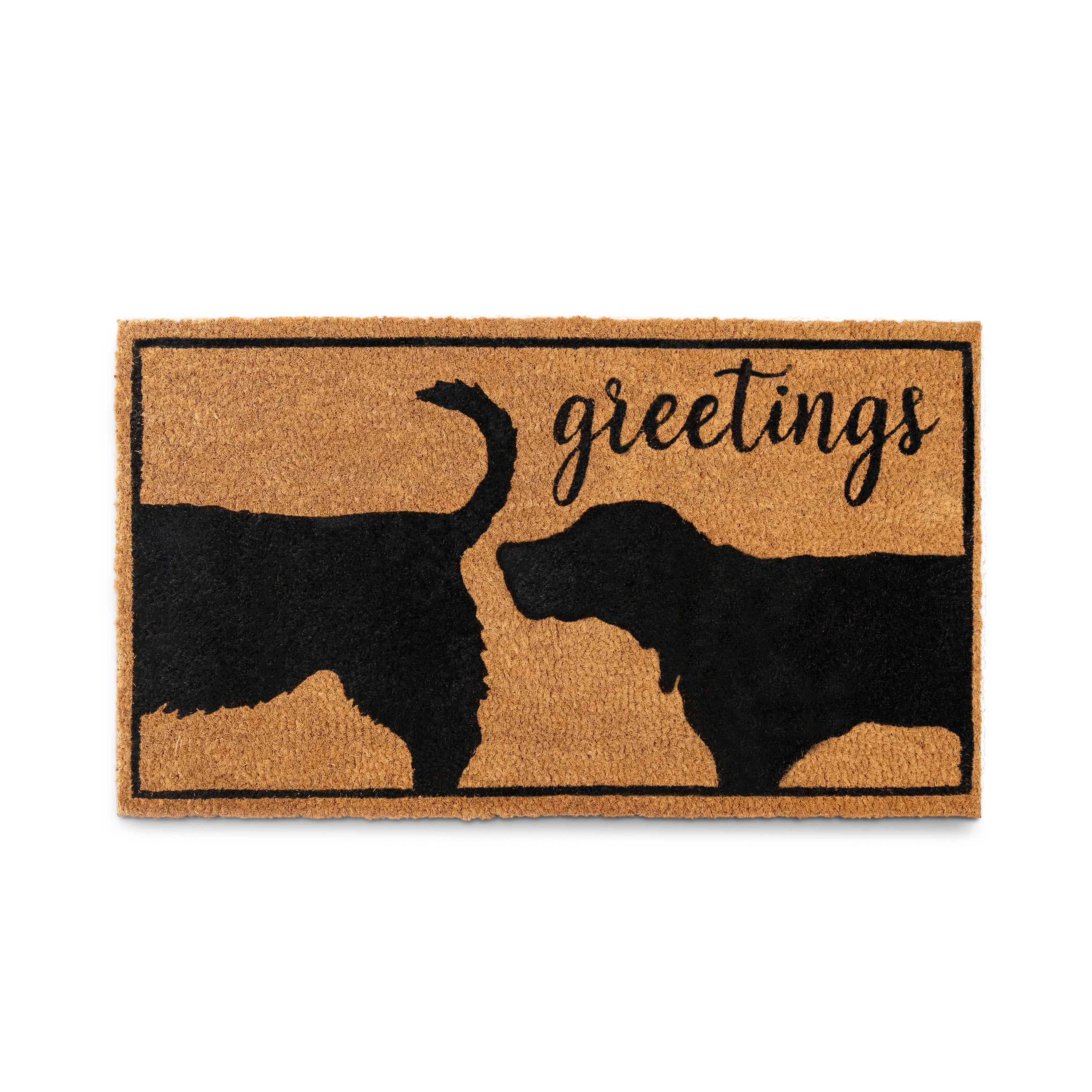 Greetings dog shop doormat