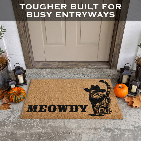 Meowdy Coir Doormat 30x17 Inch, Cat-lover Gift Cat-themed Doormats