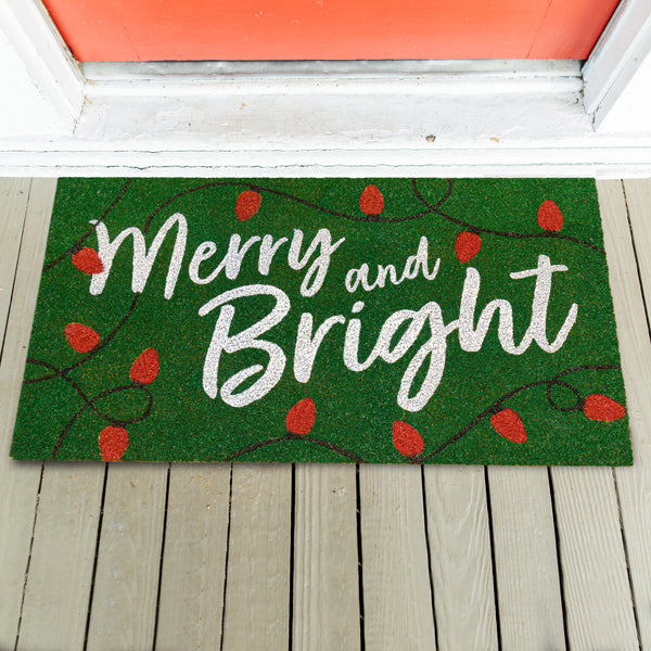 MAINEVENT Coir Welcome Mat - Merry And Bright 30x17 Inch