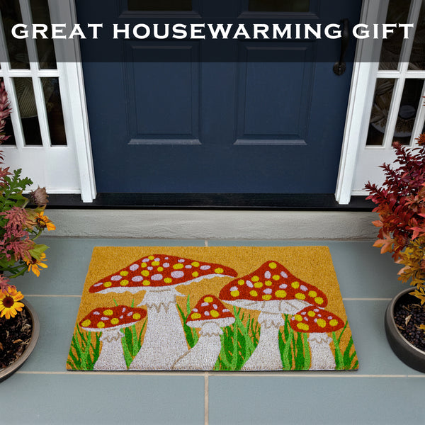 Mushroom Spring Summer Coir Welcome Doormat 30x17 Inch